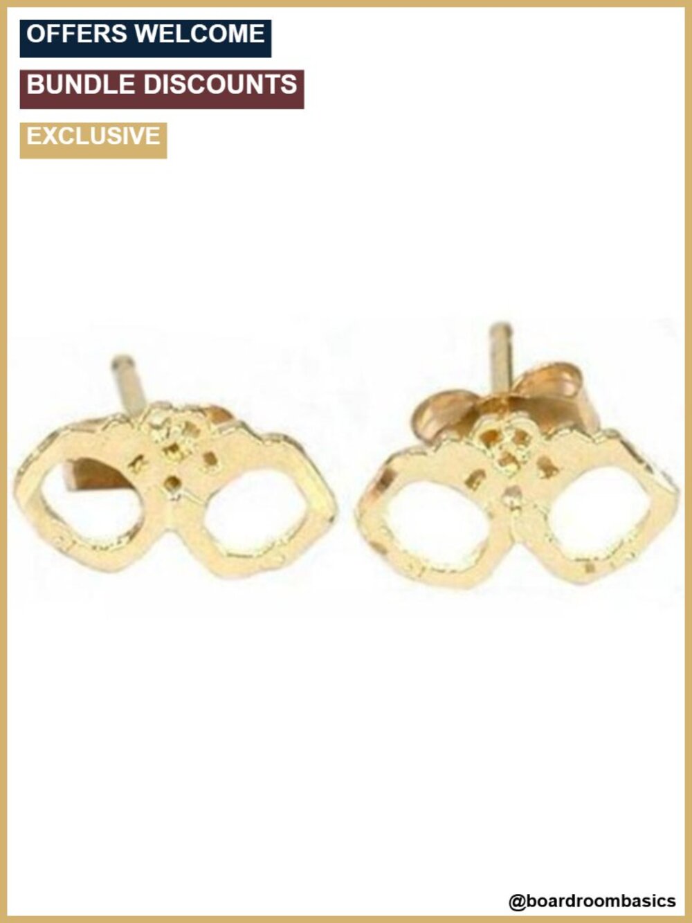 14K Gold Handcuff Stud Earrings for Women Elegant